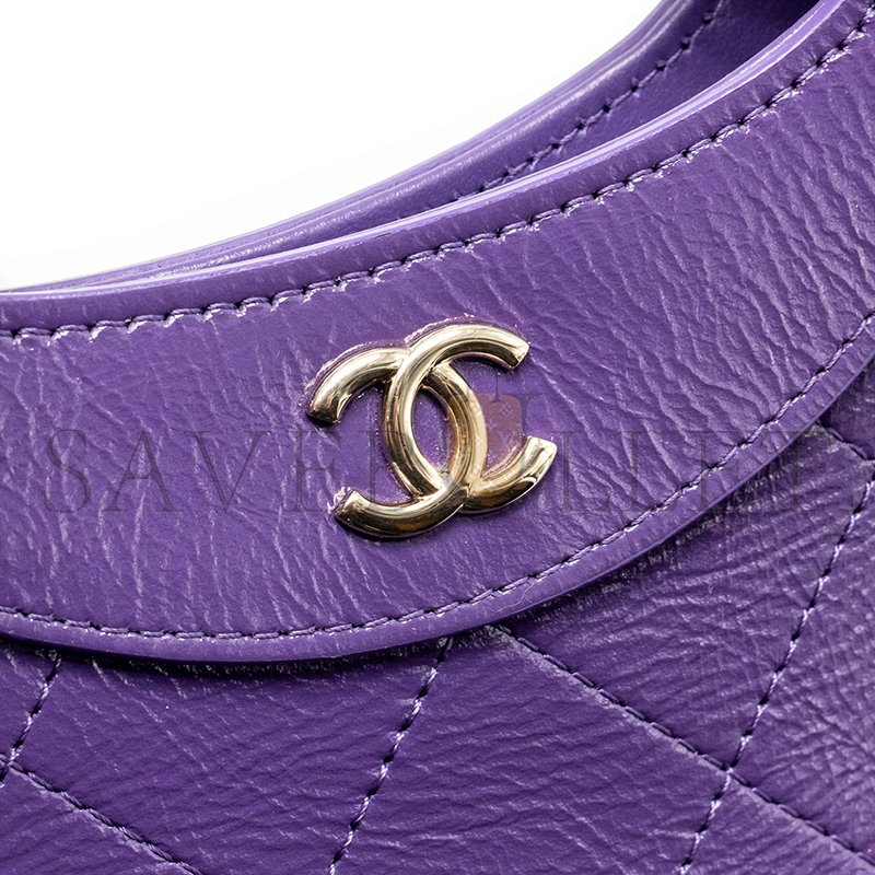 CHANEL MINI 31 CLUTCH WITH CHAIN SHINY CALFSKIN PURPLE LGHW AP3656 (20.5*17*3.5cm)